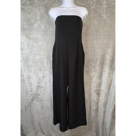 Gap Strapless Wide Leg Jumpsuit Black Sz 4 Minimalist Event Holiday NWT - Picture 1 of 11